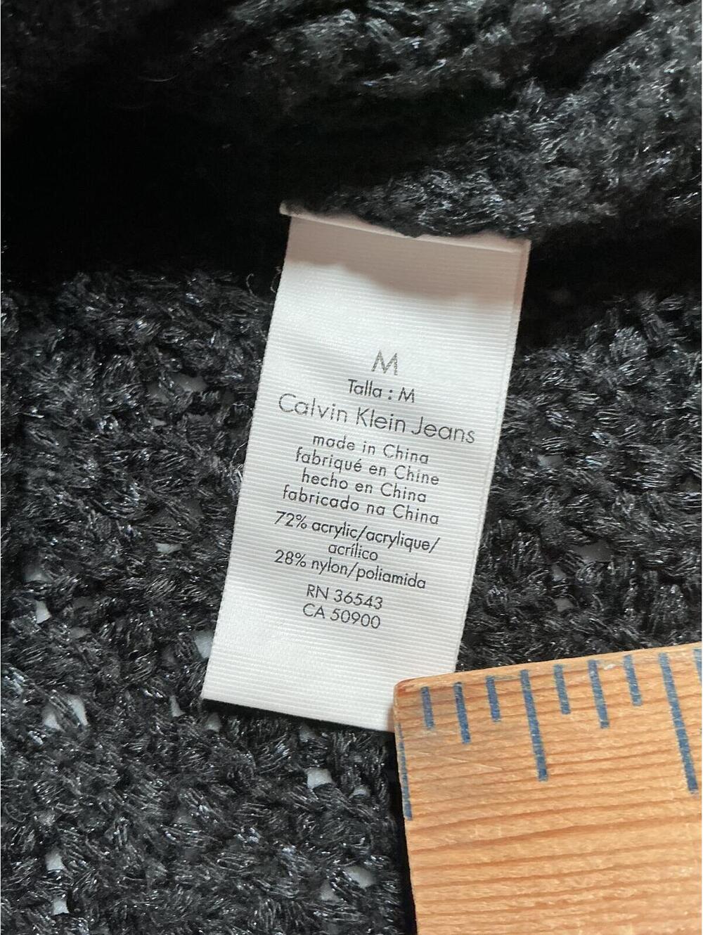 Calvin Klein Jeans Black Textured Knit Crewneck Sweater Size M - Picture 5 of 8